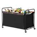 StorageWorks Toy Box with Wheels for Kids, 200L Extra Large Toy Storage Chest and Organizer, 27.5" Metal Toybox with 360 Swivel Wheels for Bedroom, Kids Room, Stuffed Animal Storage, Black