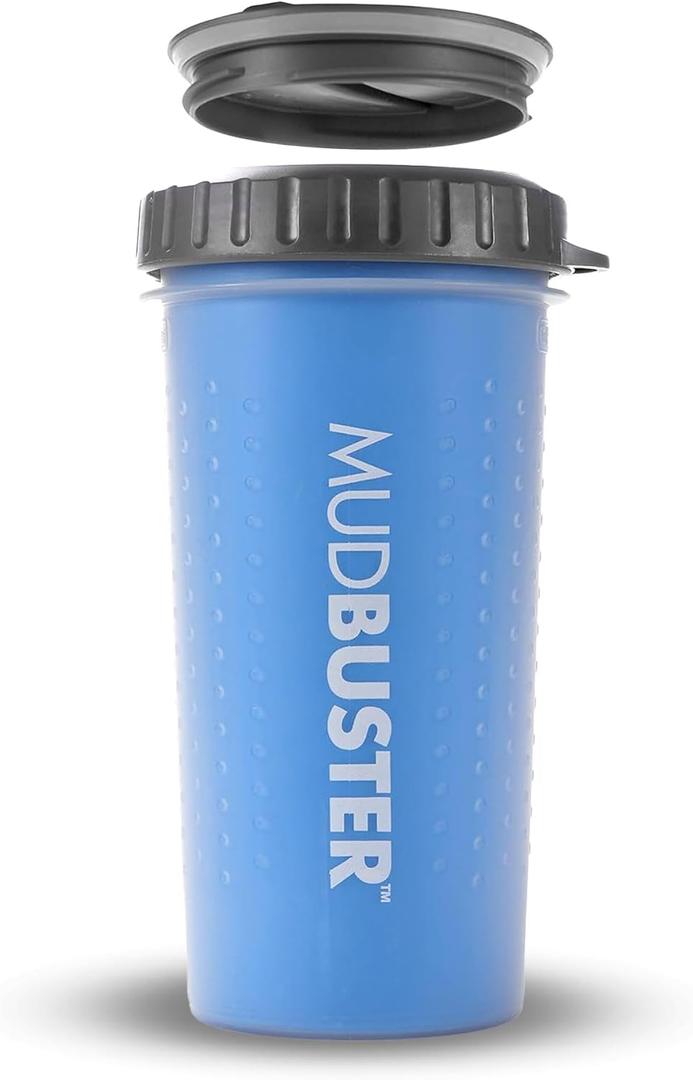Dexas Lidded MudBuster Large Dog Paw Cleaner in Pro Blue - Fits 2.5"-3.5" Wide Paws, Portable Paw Washer for Muddy Paws, Dog Paw Cleaning Cup with Gentle Silicone Bristles, Quick Clean Pet Paw Washer