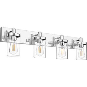 Aipsun Bathroom Vanity Light Farmhouse 4 Light Chrome Vanity Lighting Fixtures with Clear Glass Shade(Exclude Bulb)