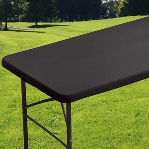 Rectangle Spandex 5 FT Fitted Tablecloth, Elastic Folding Picnic Table Cloth, Stretchy Patio Table Cover, Wipeable Tablecloths for Camping Outdoor Party Banquet 30X60 Inches Black
