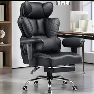 GTPLAYER Big and Tall Gaming Chair 400lbs Heavy Duty Office Chair with Foot Rest & Ergonomic Pocket Spring Lumbar Support, High Back 3D Saddle Shaped Cushion for Back Pain Relief, Matte-Black