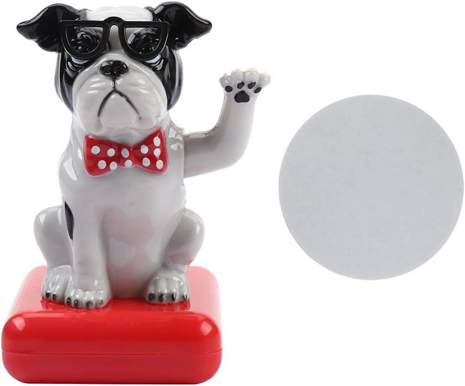 Funny Adorable Swing Waving Dog Solar Car Ornament, Propylene, Shown, Suitable for Home, Office, and Car Decoration(Black&White)
