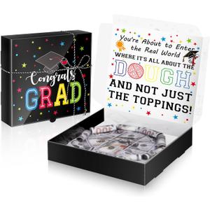5 x Graduation Pizza Money Box for Cash Gift Money Holder Funny Pizza Gift Boxes for Surprise Holder Graduation Season Grad Party Supplies (Cash Not Include)(Black)