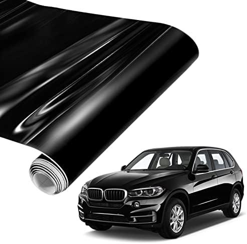 Spurtar Gloss Black Vinyl Wrap 1ft X 5ft Air-Release Glossy Black Car Wrap Adhesive Film Automotive Vinyl Black Sticker for Cars Motorcycle DIY Detailing Paper Air Release Decal Sheet 30.5 X 152cm