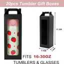 20Pcs Tumbler Gift Box with Handle for 18oz 20oz 30oz Sublimation Glass,Cup boxes for packaging 16oz, Drinking Cup Glasses Mug Can Blanks Tumbler Packaging Boxes with window for gifts(Black)