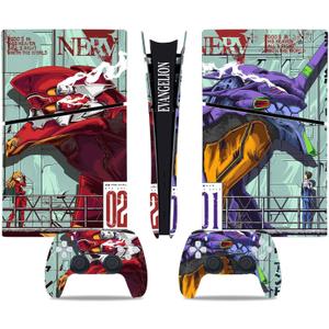 PS5 Slim Console Skin and Controller Skin Set | Evangelion Unit-01 Eva-01 02 | Matte Finish Vinyl Wrap Sticker Full Decal Skins | Compatible with Sony PlayStation 5 Slim Digital Edition