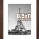 upsimples 8.5x11 Picture Frame, Display Pictures 6x8 with Mat or 8.5x11 Without Mat, Wall Hanging Photo Frame, Brown, 1 Pack