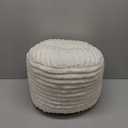 SHOUREN Stuffed Round Ottoman,Pouf Ottoman Foot Rest,18 X 14 in,Beige