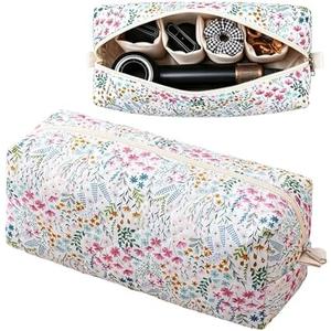 GISMTR Quilted Hair Tool Travel Bag, Portable Carrying Case for Hair Styling Tools, Large Capacity Storage Organizer for Hair Dryer, Curling Iron, and Accessories, Ideal for Travel and Gift