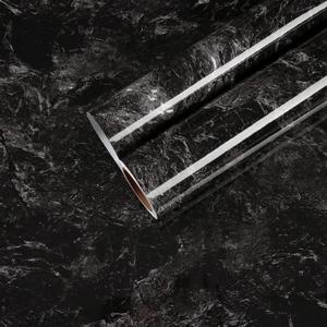 CHIHUT Wide 24"x160" Light Black Marble Countertop Peel and Stick Waterproof Removable Marble Wallpaper for Bedroom Living Room Glossy Modern Decorative Vinyl Countertop Contact Paper for Furniture