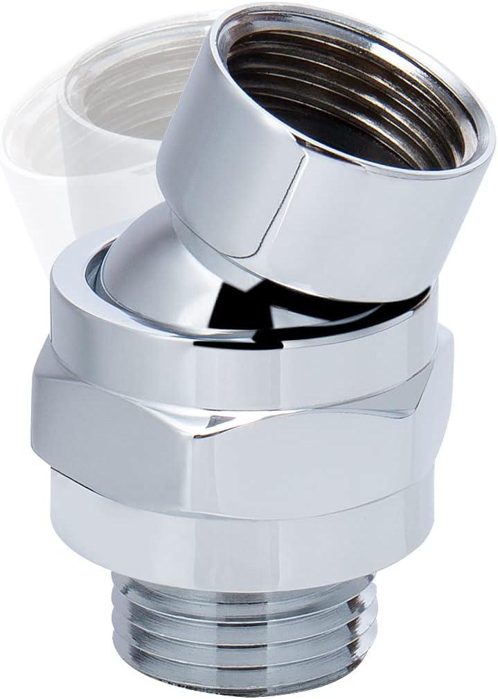 NearMoon Shower Head Swivel Ball Adapter - Solid Brass Shower Connector Ball Joint Adjustable Universal Shower Arm Extension Component (Chrome Finish)