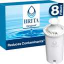 Brita Standard Water Filter for Pitchers and Dispensers, BPA-Free, Reduces Copper, Cadmium and Mercury Impurities, Lasts Two Months or 40 Gallons, Includes 2 Filters (8 Count)