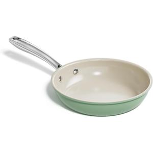 Redchef Ceramic Non Stick Egg Pans, Nonstick Frying Pan Skillet, 8 inch Cooking Pan Non Toxic with Stay Cool Handle for Induction, PTFE & PFAS & PFOA Free, Dishwasher/Oven Safe (Green)