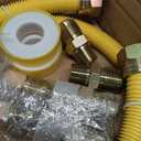 PLUMBINGMASTER 48" Flexible yellow Coated Corrugated line kit for Dryer Stove Range, Flexible Stainless Steel Gas Dryer Kit - 5/8" OD(1/2" ID) Dryer Gas Line with total 6 Connectors—— 3/4" MIP & 1/2"