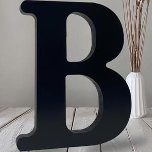 AOCEAN 12 inch Black Wood Letters Unfinished Wood Letters for Halloween Decorative Standing Letters Slices Sign Board Decoration for Craft Home Party Projects (B)
