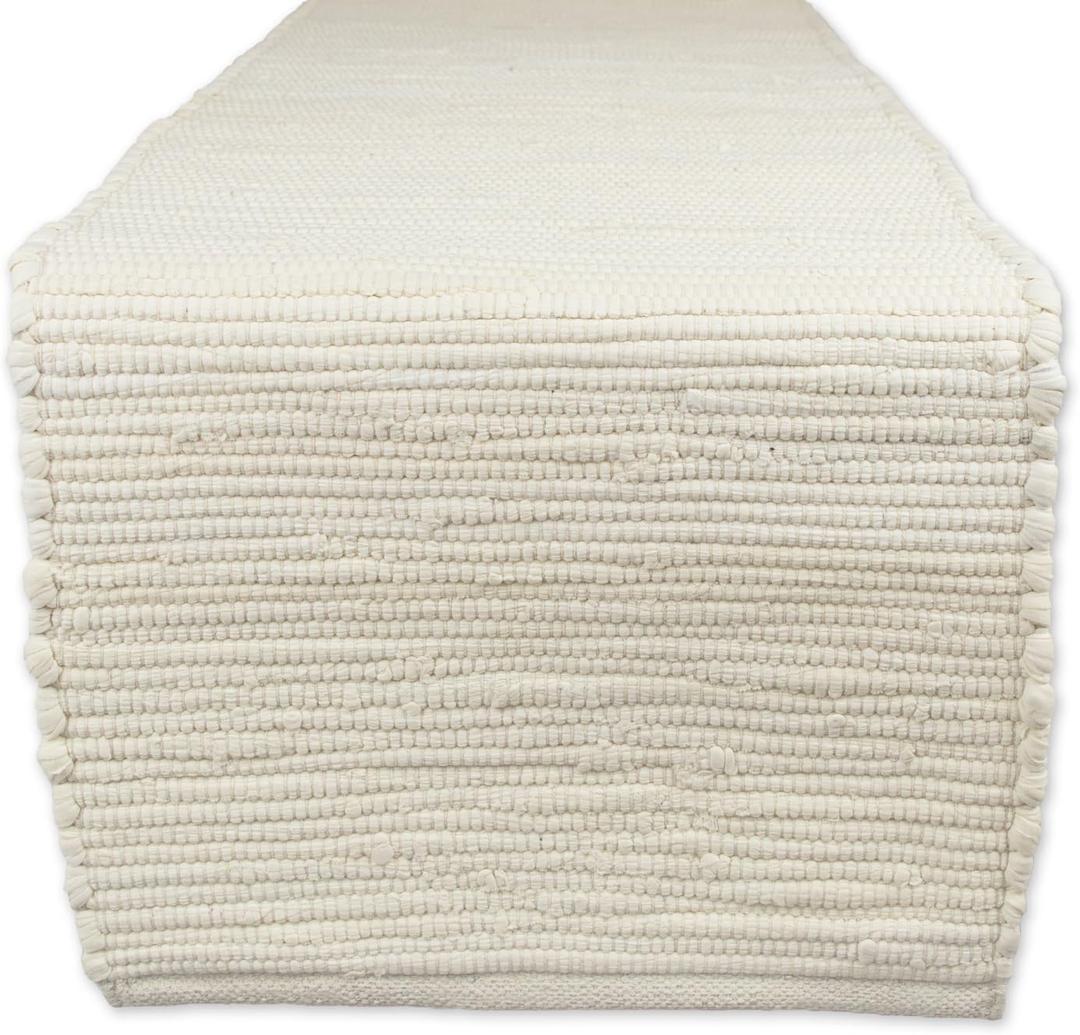 DII Handmade Chindi Tabletop, Reversible and Machine Washable, Table Runner, 14x72, Natural