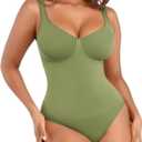 Lover-Beuaty Seamless Shapewear Bodysuits for Women Tummy Control Body Suit V Neck Seamless Body Shaper Black (Green, XL)