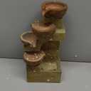Alpine Corporation WCT726 | 16"H Indoor/Outdoor Tabletop Tiered Pouring Pots Waterfall Fountain  Natural Stone-Look Finish Adds Rustic Charm  Brown