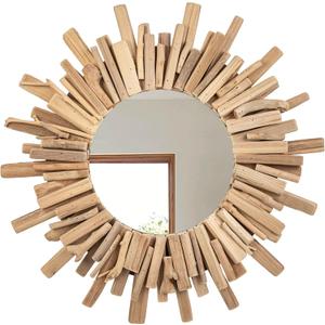 Rustic Driftwood Round Wall Mirror Large Natural Wooden Frame Decorative Mirror for Farmhouse Coastal Boho Home Dcor 23" Sizes for Bathroom, Living Room, or Entryway