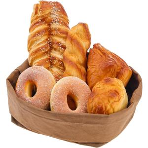 6 Pcs Fake Breads Realistic Faux Baguette Doughnut Prop for Food Display,Artificial French Fake Croissant Bread for Bakery Kitchen Home Dcor