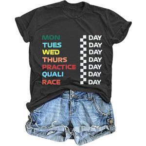 Racing Shirt for Women Race Week T-Shirt Casual Short Sleeve Race Car Tee Tops (Small, Dark Gray)