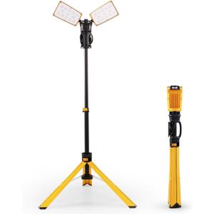 LUTEC Upgraded 6290Pro 15000 Lumen 105 Watt Dual-Head LED Work Light with Telescoping Tripod, Work Light with Stand Rotating Waterproof Lamps and 8 Ft 3-Prong Power Cord (Pro-15000LM)