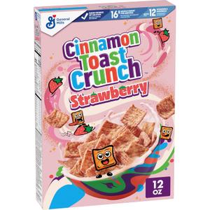 3 x Cinnamon Toast Crunch Strawberry Breakfast Cereal, 12 oz | Tangy-Sweet Strawberry & Cinnadust, 16g Whole Grain, Good Source of Calcium, ~8 Servings (EXP 08/06/26)