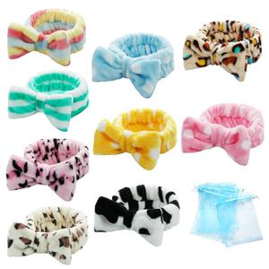 TDHDIKE Stocking Stuffers For Women Teen Girls Spa Headband Bow Facial Makeup Headband(9 Pcs) Soft Headband for Shower Washing Face Nice Gifts for Women Girls.