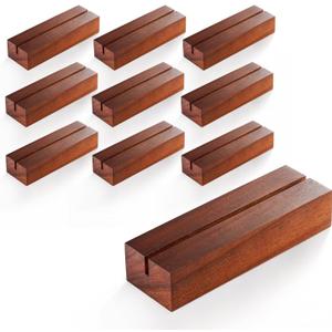10 pcs Acacia Wood Place Card Holder - Wooden Acrylic Sign Holder Table Decor - Picture Display Stands, Centerpieces Table Number Signs for Shop Cafe Holiday Decoration Wedding Party Events