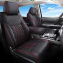 Huidasource Tacoma Front Car Seat Covers, 360° Full-wrap Truck Seat Cushion Cover Fit for Toyota Tacoma 2024-2026 SR, SR5, Limited, TRD Sport/Off-Road,Trailhunter Front Row(Front Pair/Black&Red)