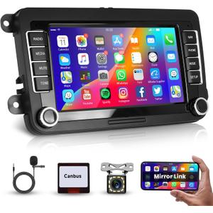 Android Car Radio for VW Volkswagen Jetta Passat Seat Golf MK5 MK6 T5 Tiguan Touran EOS Polo Car Stereo, 7'' Head Unit Touch Screen with Mirror Link WiFi GPS Bluetooth FM/RDS Rear Camera SWC USB