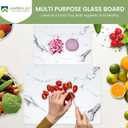 JAMBALAY Tempered Glass Cutting Boards for Kitchen, White 12"x8" & 16"x12" Glass Cutting Board Set with Marble Design, With Non Slip Foot, Shatter and Heat Resistant, Dishwasher Safe
