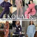 Ekouaer Womens Pajama Sets Fuzzy Fleece Long Sleeve Sleepwear Comfy Pjs 2 Piece Lounge Set Nightwear with Poeckts S-XXL (Brown, XL)