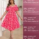 RITERA Plus Size Dresses for Curvy Women Boho Summer Midi Dress Sweetheart Neck Short Sleeve Dresses Empire Waist with Pocket,5XL