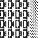 FUNSUEI 16 PCS 4 x 3 Inches Black Non Mortise Door Hinges, Stainless Steel Door Hinges, Mobile Home Door Hinge with Screws for Window, Furniture, Wooden Boxes, Cupboard