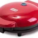 Dash Round Express Electric - Pancake Maker & Eggs Griddle System - Healthy Breakfast Maker - Quick Heat-Up & Easy Cleanup - nonstick surface - Red (with Indicator Light + Included Recipe Book)