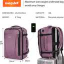 ECOHUB Travel Backpack 18x14x8 Spirit Airlines Personal Item Bag Carry On Backpack 13 Pockets Large Work Casual Daypack for men Airline Approved Waterproof Gym Backpacks with Charging Port, Pink