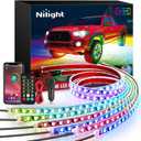 Nilight 6Pcs Car Underglow Neon Accent Strip Lights 300 LEDs Multi Color RGB-IC DIY Sound Active Function Music Mode with APP Control and Remote Control Underbody Light Strip