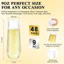Goodluck 48pack Clear Disposable Champagne Flutes9oz Stemless Champagne Flutes,Stemless Disposable Clear Plastic Toasting Glasses for Weddings, Birthday Parties, Family Gatherings, Bars