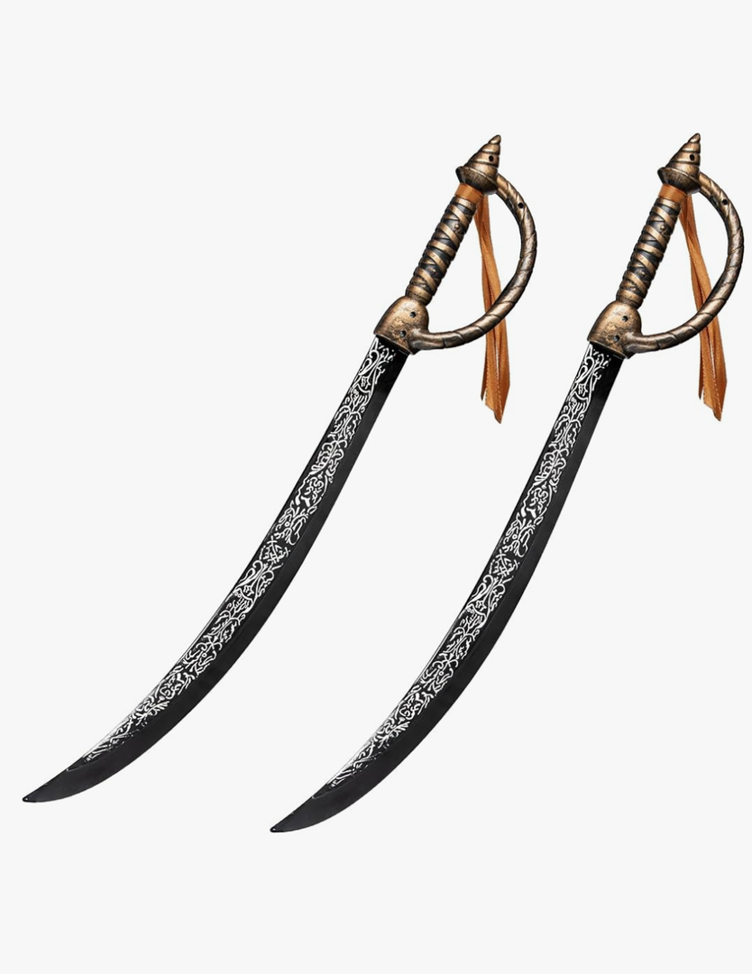 2pcs Pirate Sword Toys,26.7" Pirate Costume Set,Plastic Toy Sword for Party Dress-Up,Halloween Costume Accessorie Brown