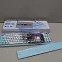 Wireless Keyboard, Round Keycaps, Retro Typewriter Keyboard with Detachable Wrist Rest, Sleep Mode, Foldable Legs, 2.4GHz Full-Size Cordless Computer Keyboard for Windows/PC/Laptop (Tiffany Blue)