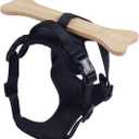 MFC® Harness + Wooden Bone (Fixed) for Small Dogs or Puppies | Prevents your Pet from Escaping through The openings in The Fence | Fence Blockers for Dogs| Puppy Bumpers.(Small), Black