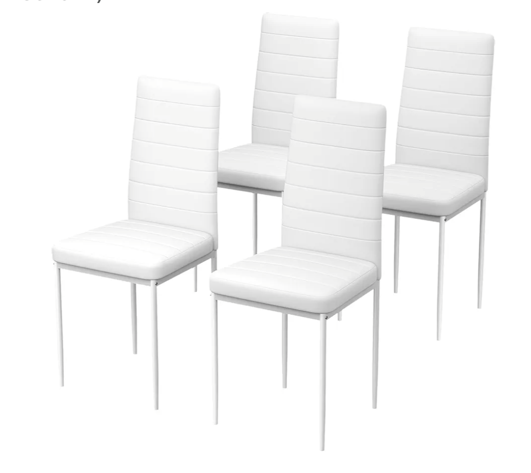 Dining Chairs Set of 4, Velvet Upholstered Kitchen Chair, Mid-Century Modern Dining Chairs with Metal Legs for Living Room, Dining Room, Kitchen (White, Set of 2)