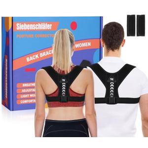 Siebenschlfer Posture Corrector Upper Back Brace Neck Shoulder Back Support Brace Pain Relief Belt For Women Men Braces Spine Straightener Breathable & Adjustable