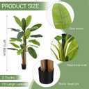 Jexine 2 Pack 6 Ft Artificial Banana Tree with Pot Faux Banana Plants Tall Faux Floor Leaf Plant with 3 Trunks and 19 Large Leaves for Indoor Home Office Decor Housewarming Gift