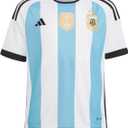 adidas Boys' adidas Youth Soccer Argentina 2022 3-star Home Jersey (X-Large, White / Light Blue)