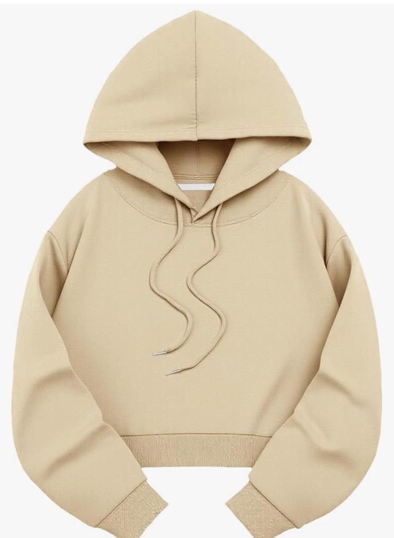 Avanova Women Los Angeles Graphic Drawstring Crop Hoodie Long Sleeve Drop Shoulder Pullover Sweatshirt, S