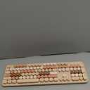 Wireless Keyboard and Mouse Combo, Ergonomic Full Size Typewriter Retro Round Keycaps Keyboard, Compatible with Windows, PC, Perfer for Home and Office Keyboards (Lovely Brown)