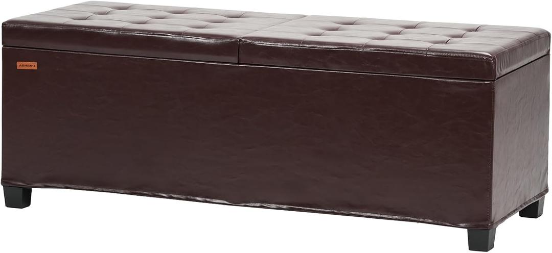 47.2" End of Bed Storage Ottoman Bench Burgundy UFSND01R, 17.7"D x 47.2"W x 17.7"H