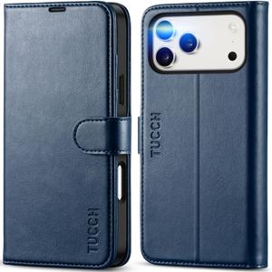 TUCCH Case Wallet for iPhone 17 Pro Max (6.9") 2025, Stand, RFID Blocking, 4 Card Holders, TPU Shockproof Inner Shell, PU Leather, Magnetic Closure Folio Protective Cover, Dark Blue